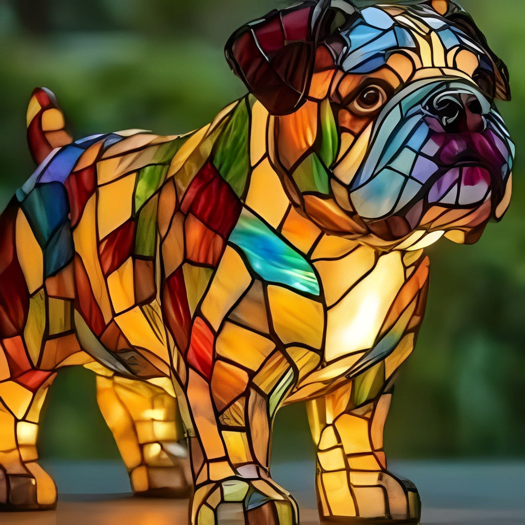 Vintage Stained Glass Bedside Lamp with Art Deco Design