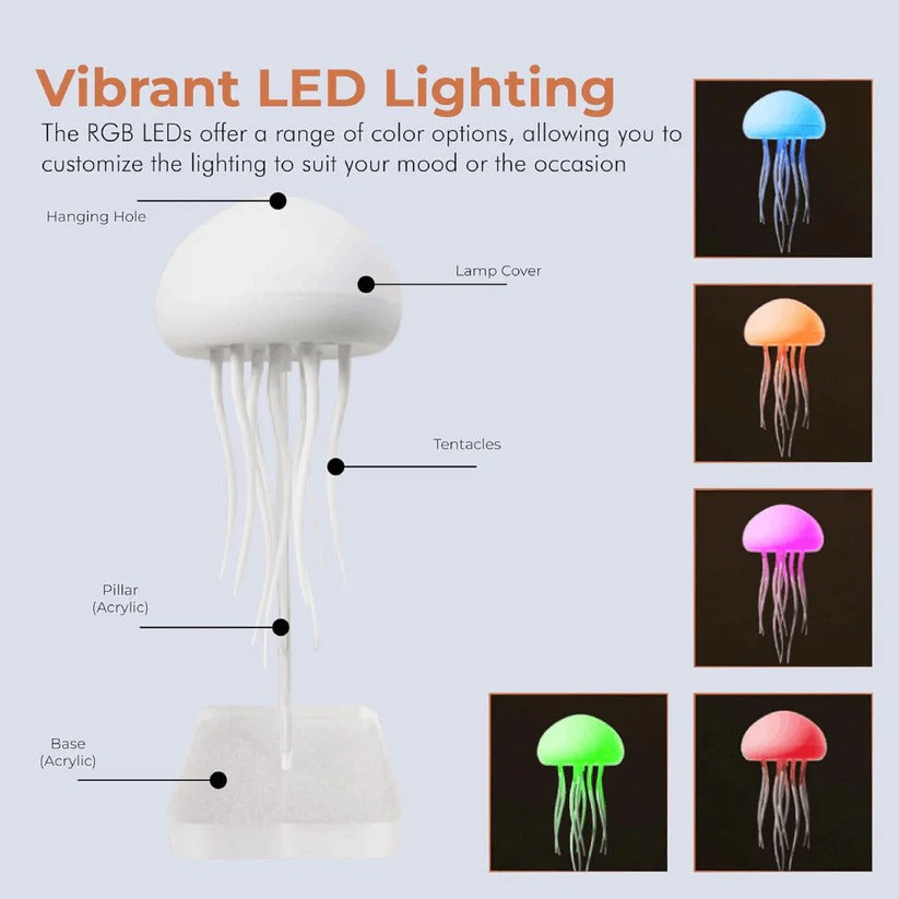 RGB colour Changing Jellyfish Lamp with Voice Control and LED Lighting