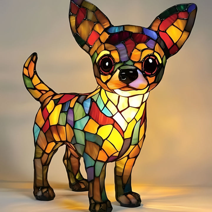 Vintage Stained Glass Bedside Lamp with Art Deco Design