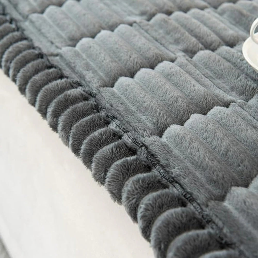 Pleated Edge Sofa Cover with Plush Fabric for Furniture