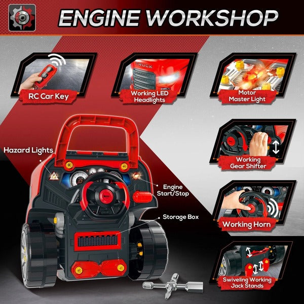 Kids Truck Engine Toy Set for Car Repair and Maintenance Play