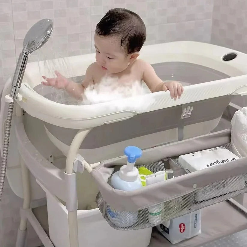 Foldable Baby Changing Table for Bath Use with Height Adjustment