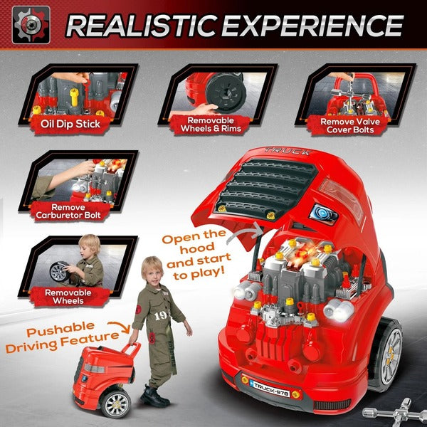 Kids Truck Engine Toy Set for Car Repair and Maintenance Play
