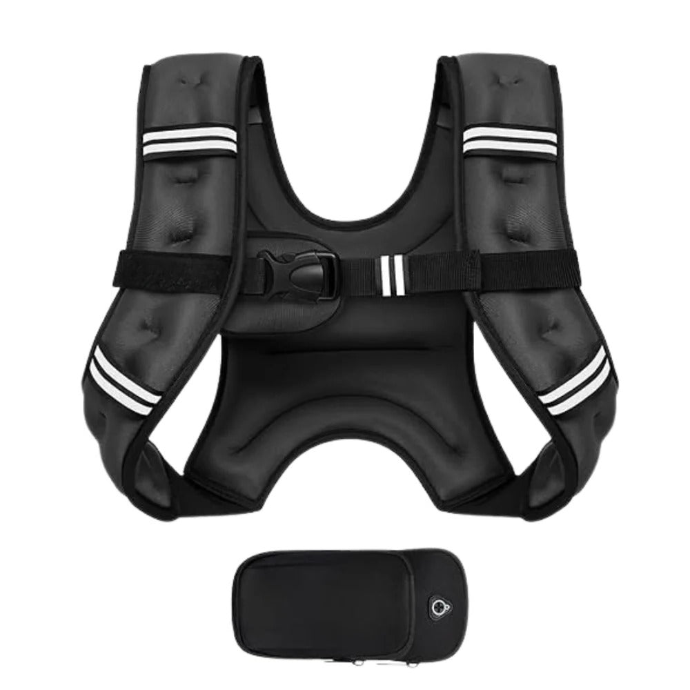 Adjustable Multi Pocket Weight Training Vest with Detachable Storage Pouch for Outdoor Fitness