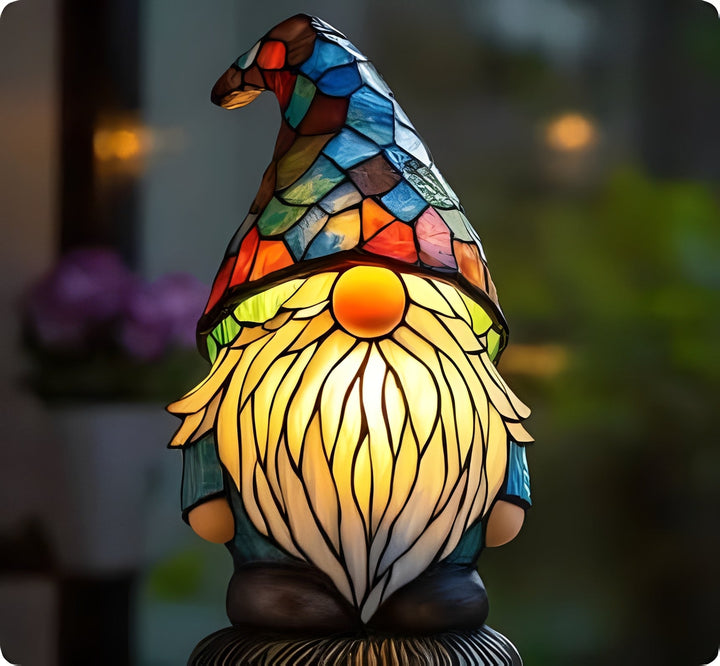 Vintage Stained Glass Bedside Lamp with Art Deco Design