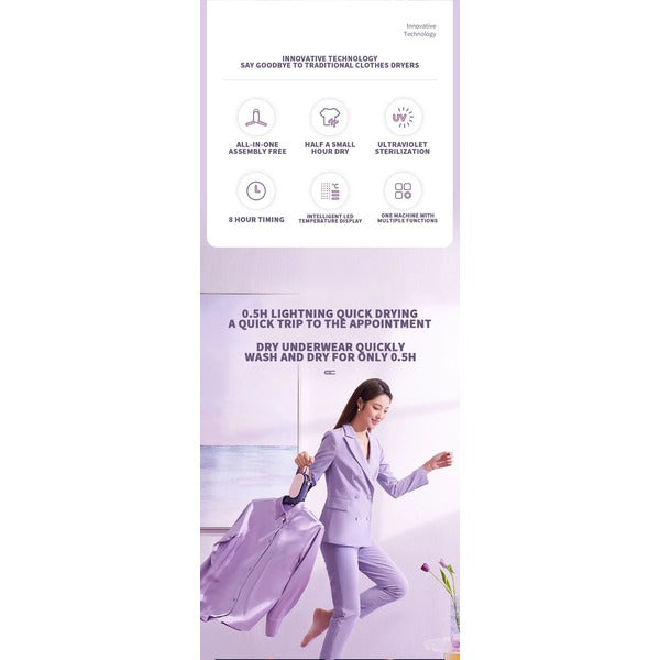 Foldable Electric Clothes Drying Rack with Shoe Dryer and Built-in Timer