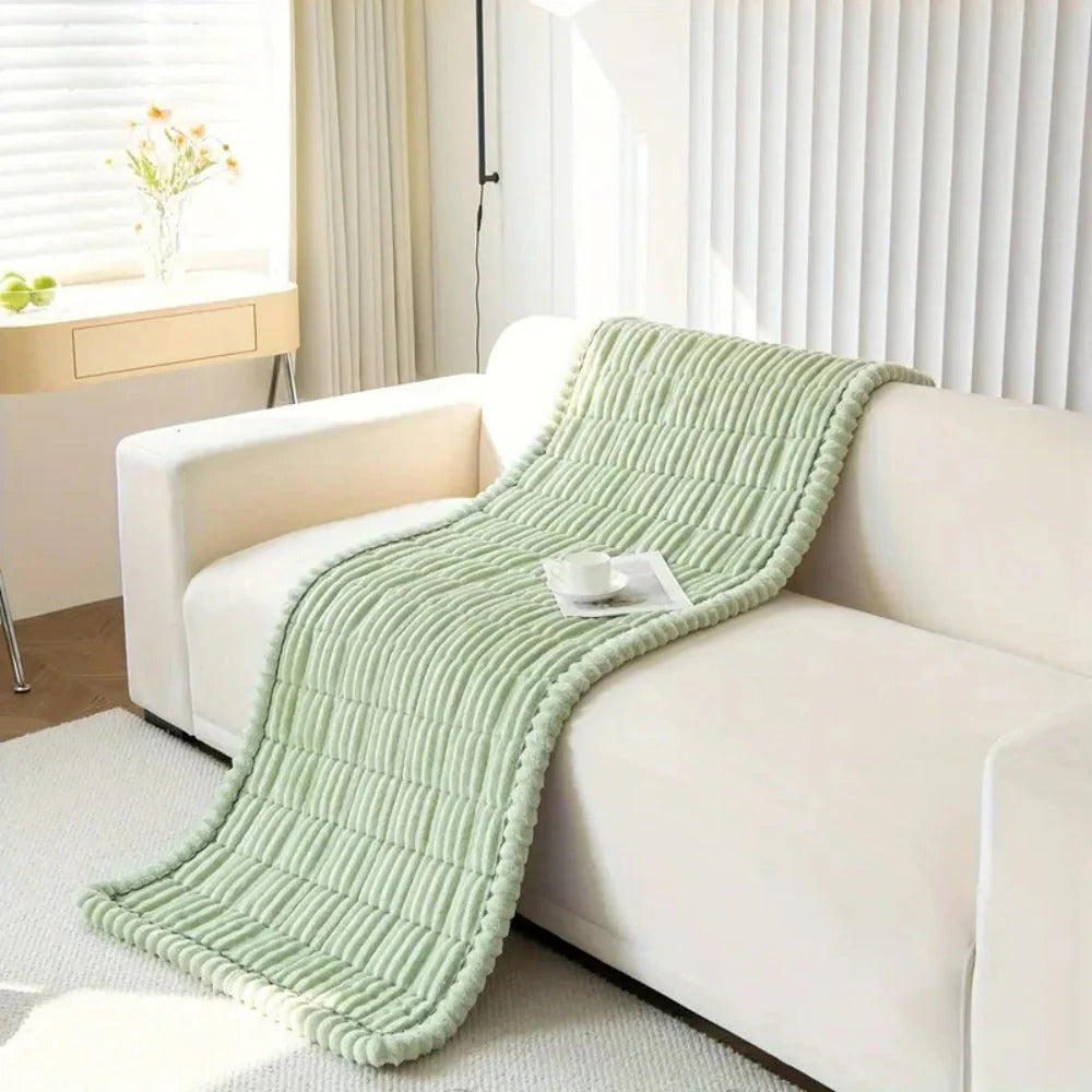 Pleated Edge Sofa Cover with Plush Fabric for Furniture