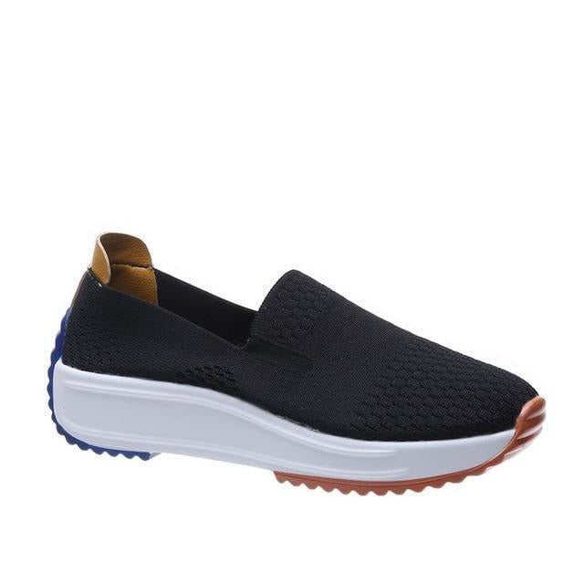 Womens Textured Knit Slip-On Sneakers with colourblock Platform Sole