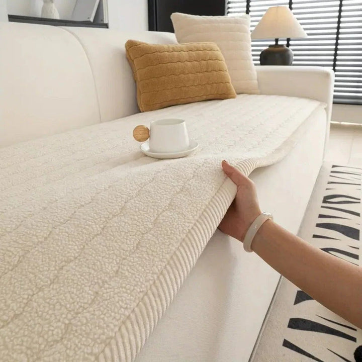 Thick Plush Sofa Cover with Textured Fabric