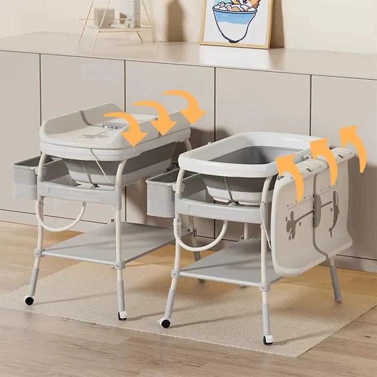 Foldable Baby Changing Table for Bath Use with Height Adjustment
