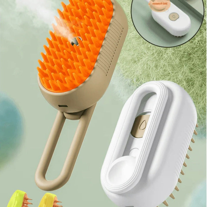 Steam Grooming Brush for Pets with Spray Function and Hair Removal Comb