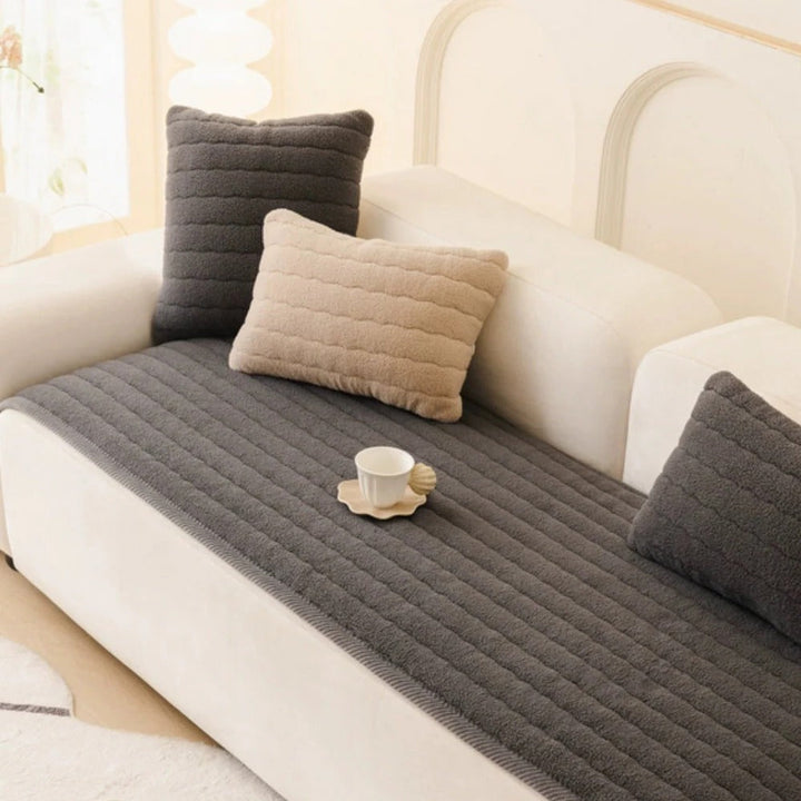 Thick Plush Sofa Cover with Textured Fabric