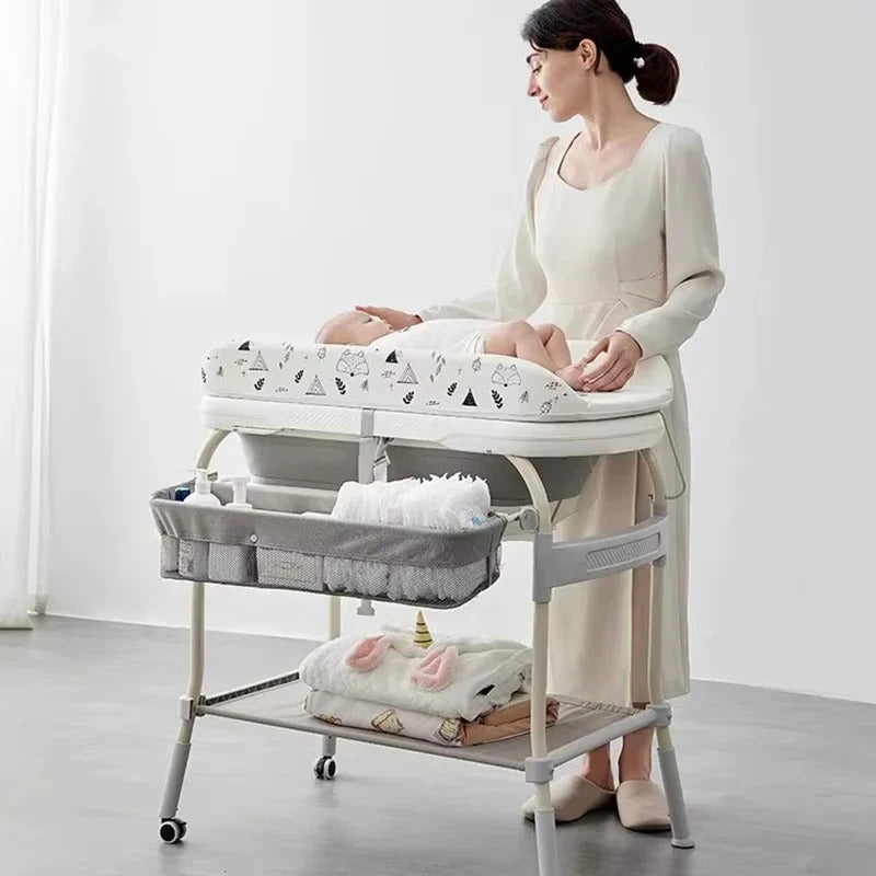 Foldable Baby Changing Table for Bath Use with Height Adjustment