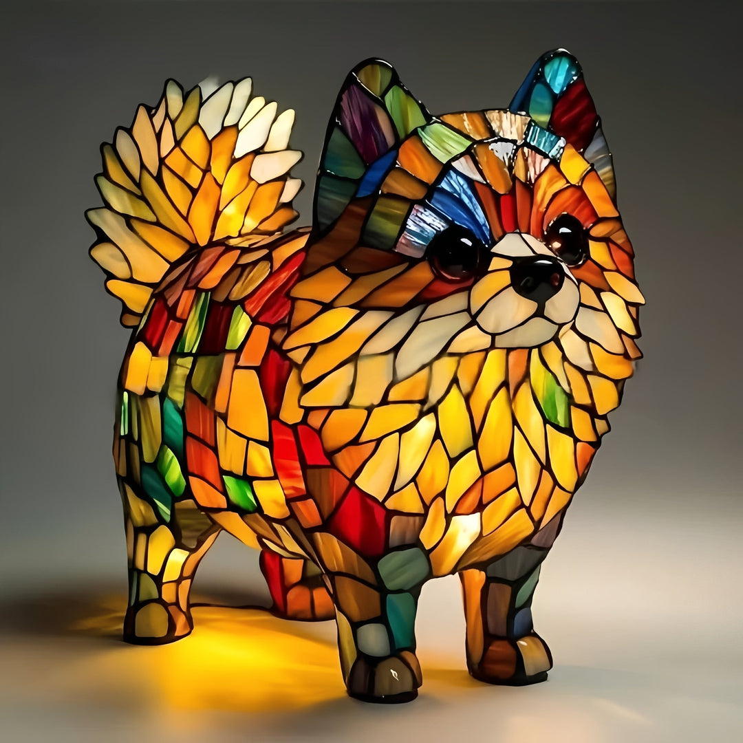 Vintage Stained Glass Bedside Lamp with Art Deco Design
