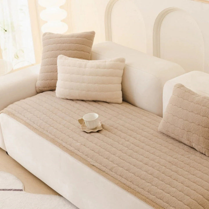 Thick Plush Sofa Cover with Textured Fabric
