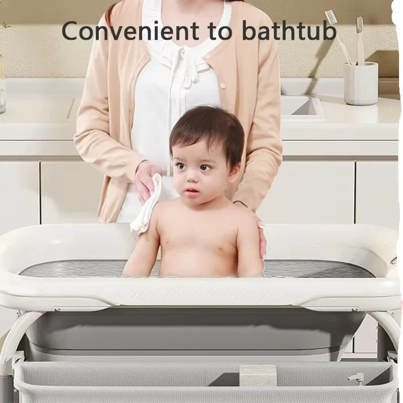Foldable Baby Changing Table for Bath Use with Height Adjustment