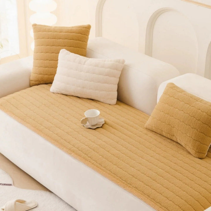Thick Plush Sofa Cover with Textured Fabric