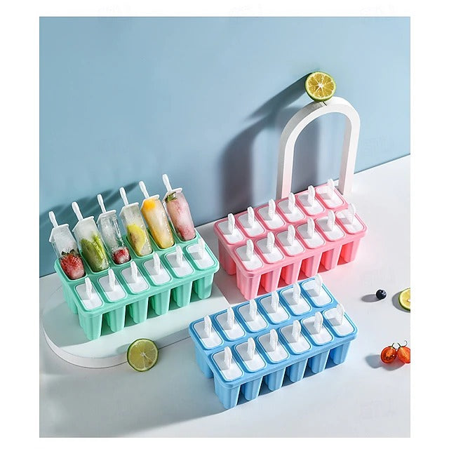 BPA Free Silicone Ice Pop Mold with Sticks for Homemade Popsicles and Frozen Treats