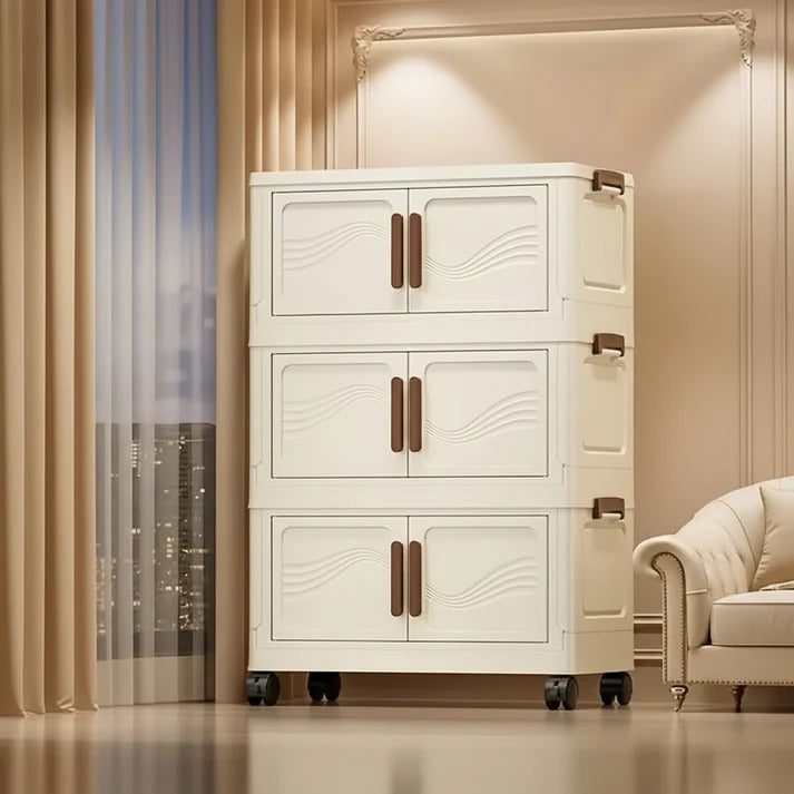 Stackable Storage Containers with Front Access and Lid Lock