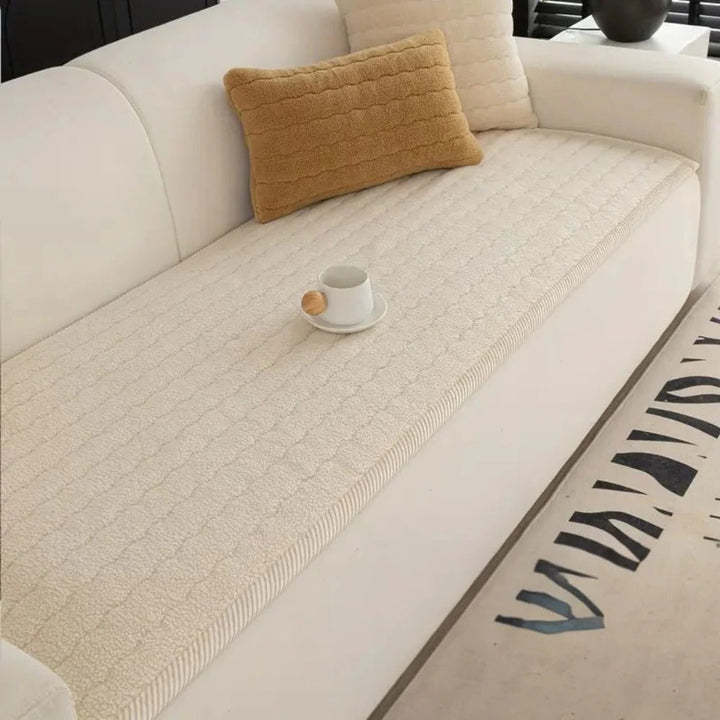 Thick Plush Sofa Cover with Textured Fabric