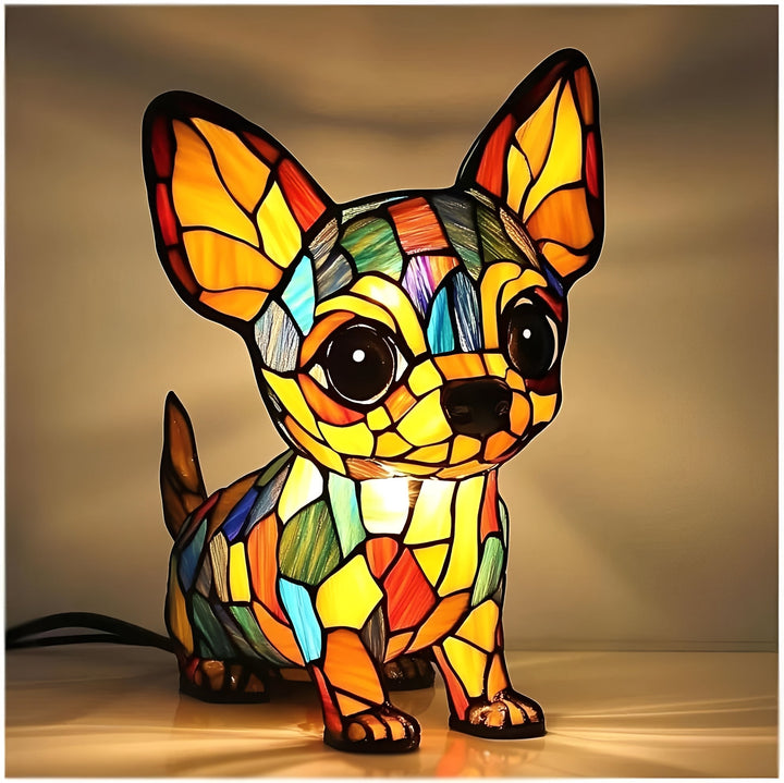Vintage Stained Glass Bedside Lamp with Art Deco Design