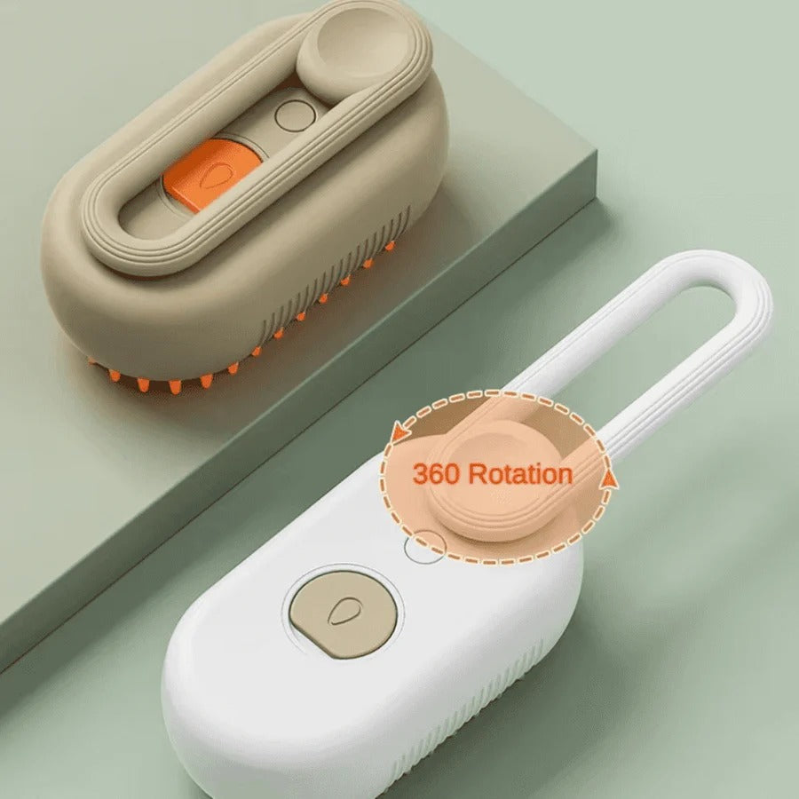 Steam Grooming Brush for Pets with Spray Function and Hair Removal Comb