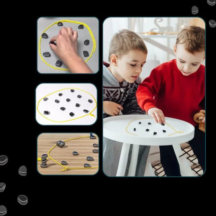 Magnetic Effect Chess Set with 20 Magnetic Stones and Yellow Boundary Rope