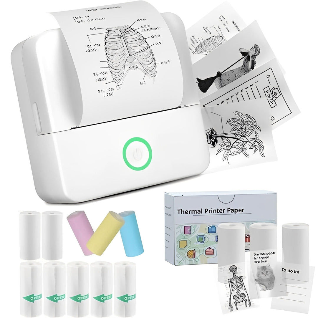 Portable Inkless Thermal Sticker Printer, Bluetooth Photo and Memo Printer
