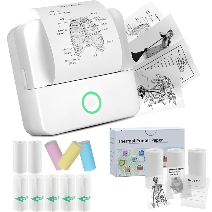 Portable Inkless Thermal Sticker Printer, Bluetooth Photo and Memo Printer