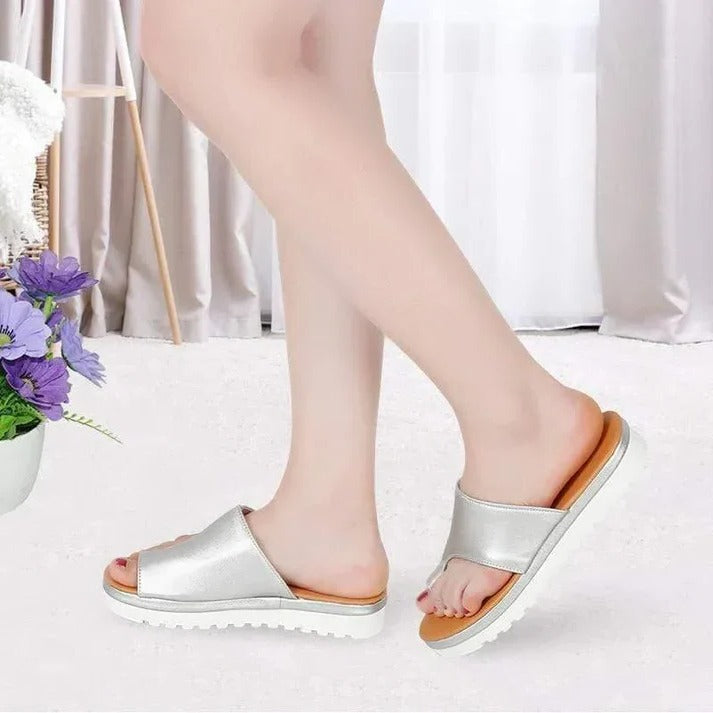 Suede Toe Loop Flat Sandals with Thick Platform Sole
