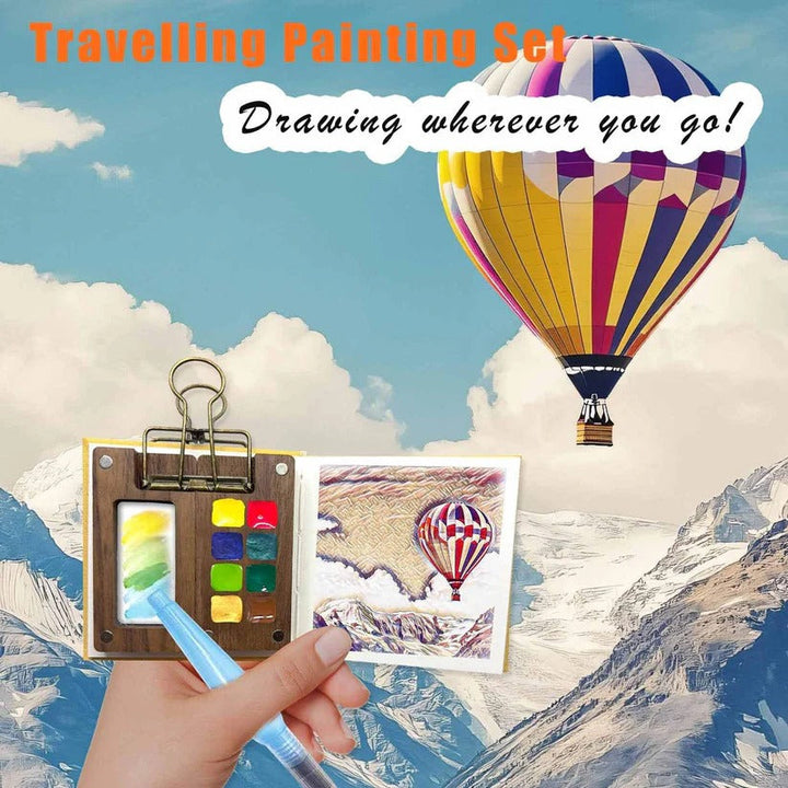Mini Pocket Watercolour Palette Set with Paint Brush and Watercolour Book for Travel