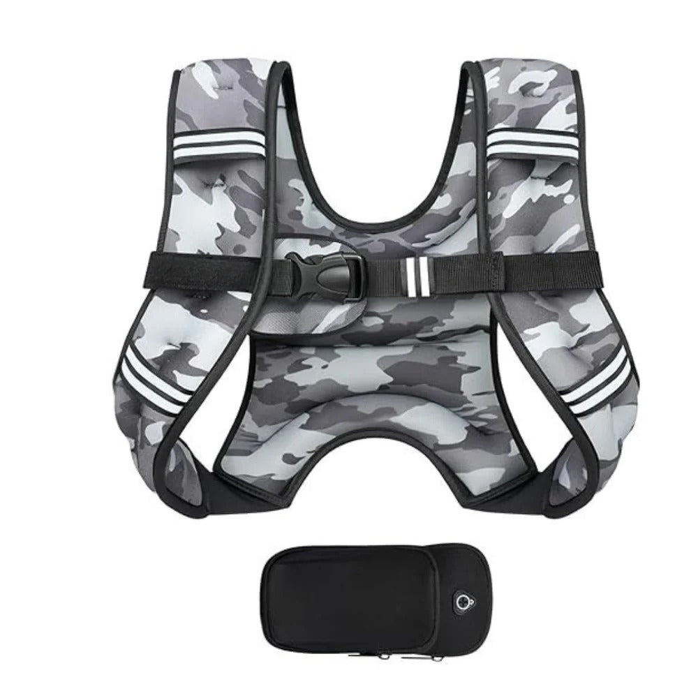 Adjustable Multi Pocket Weight Training Vest with Detachable Storage Pouch for Outdoor Fitness