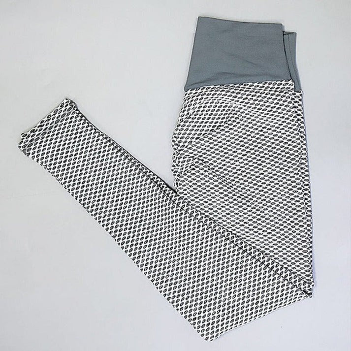 High Waist Gym Leggings with Honeycomb Textured Fabric Design