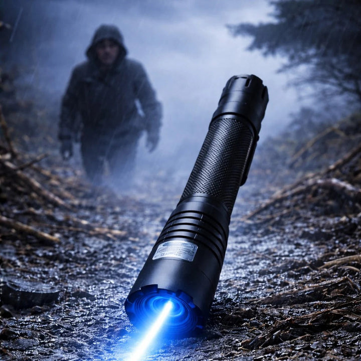Blue Laser Flashlight with Adjustable Focus for Outdoor Use