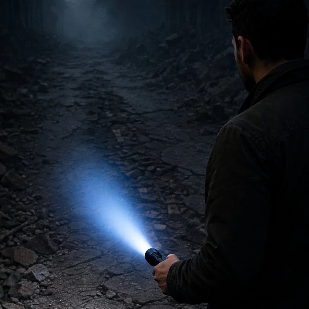 Blue Laser Flashlight with Adjustable Focus for Outdoor Use