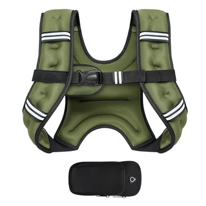 Adjustable Multi Pocket Weight Training Vest with Detachable Storage Pouch for Outdoor Fitness