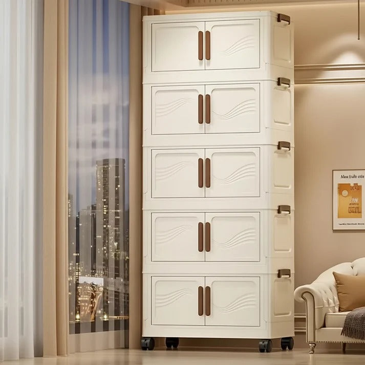 Stackable Storage Containers with Front Access and Lid Lock