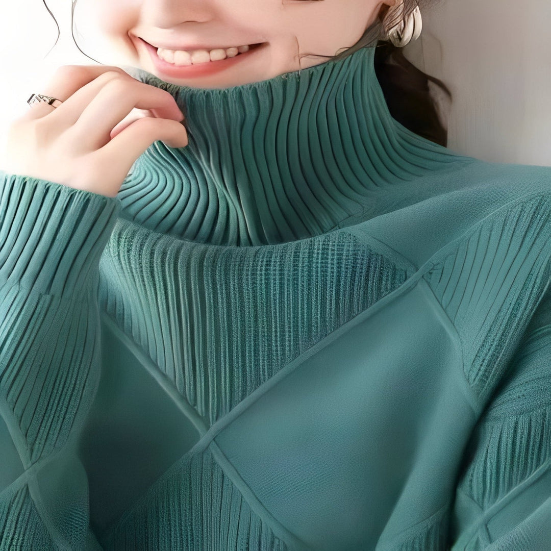 Oversized Cashmere Jumper with 3D Diamond Knit Pattern for Women