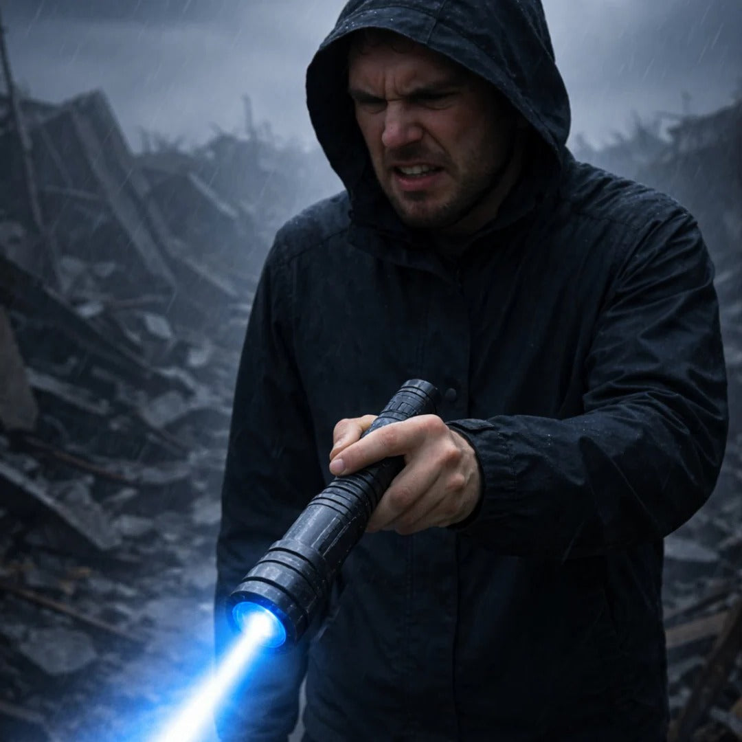 Blue Laser Flashlight with Adjustable Focus for Outdoor Use