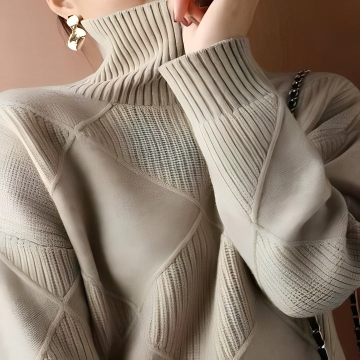 Oversized Cashmere Jumper with 3D Diamond Knit Pattern for Women