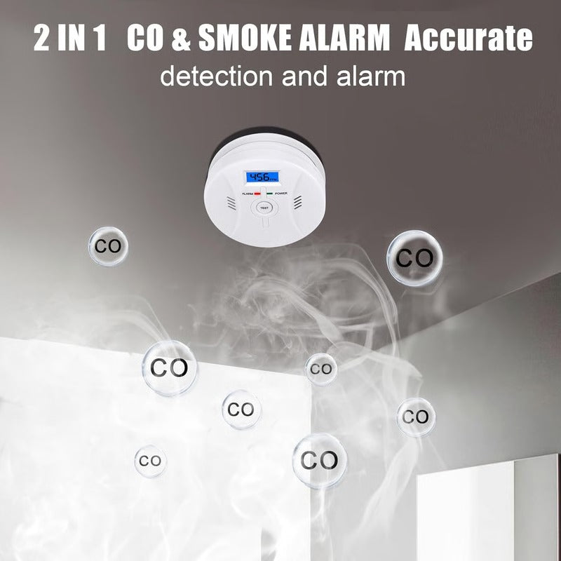 Dual Sensor CO and Smoke Detection Alarm for Bedroom and Kitchen Use