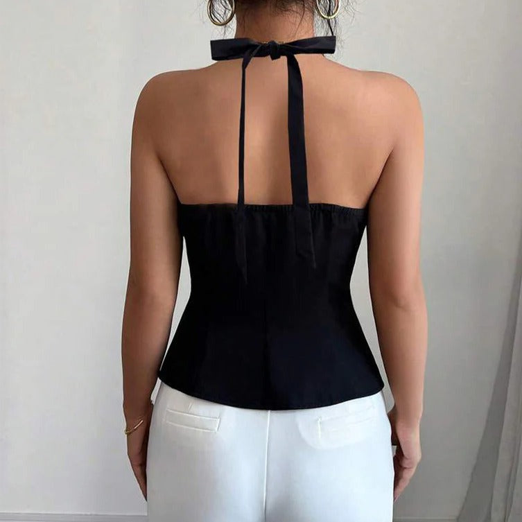 Sleeveless Tailored Vest Jacket with Modern Structured Design for Women