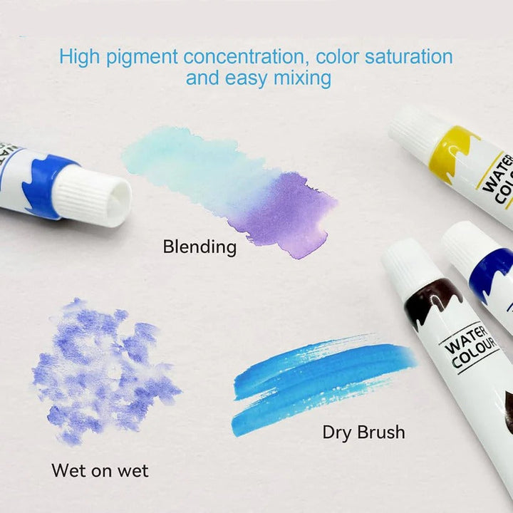 Mini Pocket Watercolour Palette Set with Paint Brush and Watercolour Book for Travel