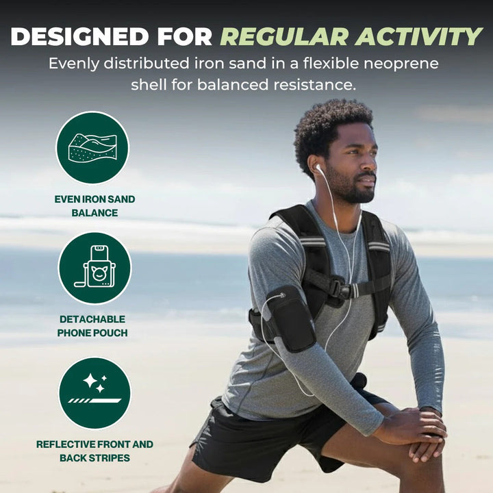 Adjustable Multi Pocket Weight Training Vest with Detachable Storage Pouch for Outdoor Fitness