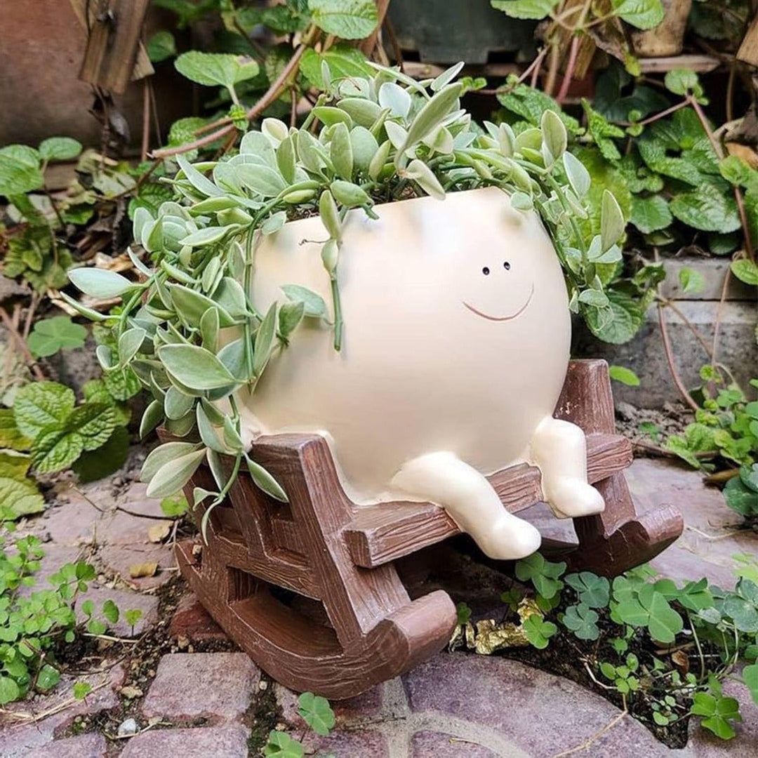 Smiling Face Resin Planter for Small Succulents and Houseplants