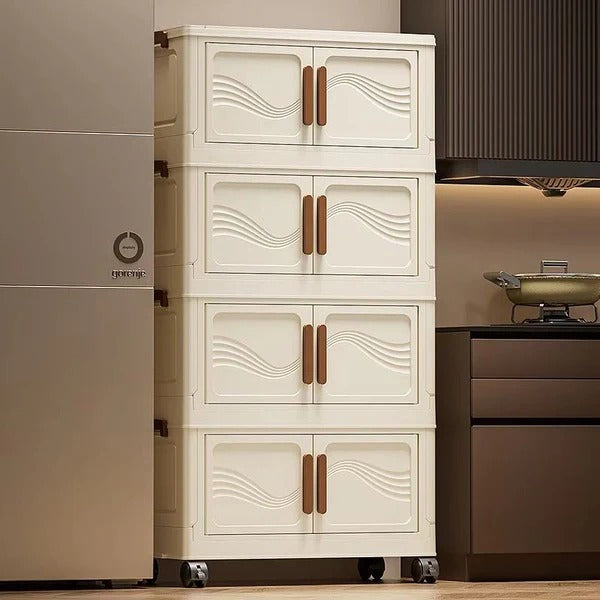 Stackable Storage Containers with Front Access and Lid Lock