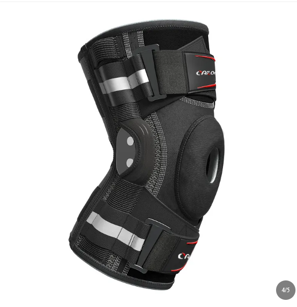 Professional Sports Knee Brace with Side Stabilizers, Open Patella and Adjustable Straps