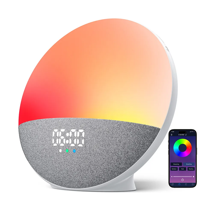 Sunrise Alarm Clock with Sunset Dimming and Touch Controls