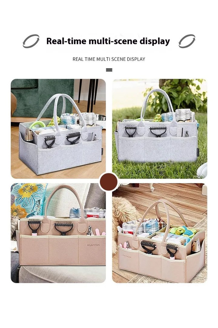 Large Baby Diaper Caddy Organizer Tote Bag, Nursery Storage Basket and Portable Car Caddy for Newborn Essentials