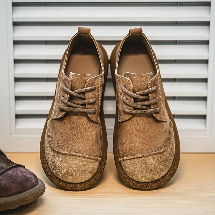Mens Orthopaedic Leather Shoes with Cushioned Insole and Shock-Absorbing Sole, Handcrafted